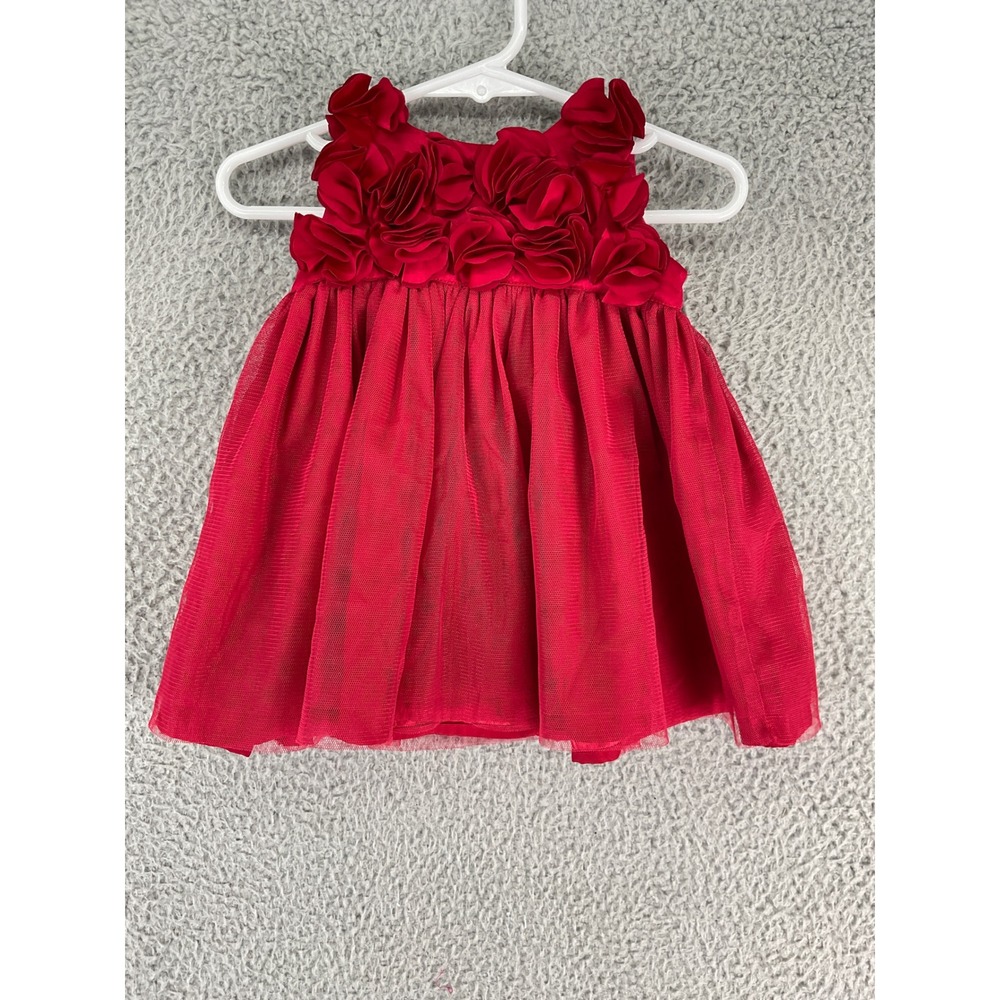 babyGap Tulle Dress Baby 3-6 Months Red Rosette Holiday Formal Flower Girl
